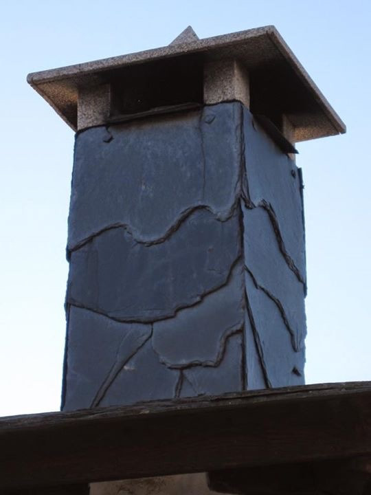 Natural slate on the chimney